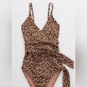 Leopard Print Wrap Swimsuit